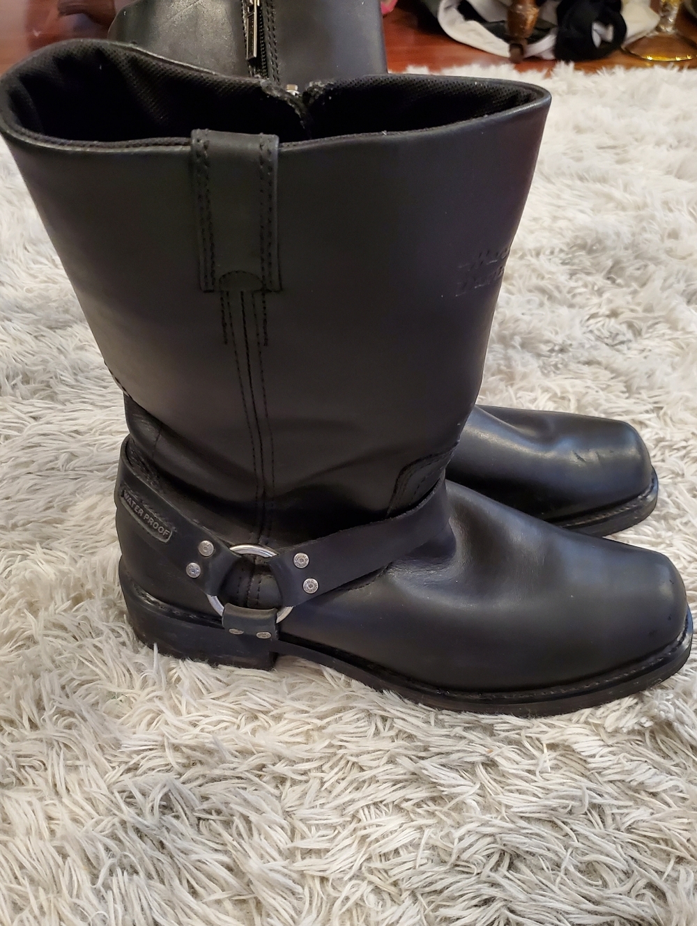 Harley-Davidson Black Leather Harness Motorcycle Boots